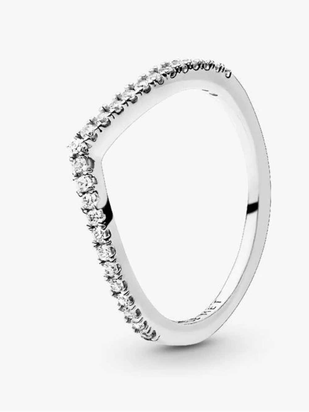 Genuine PANDORA Sparkling Wishbone Ring; 186316 ; silver